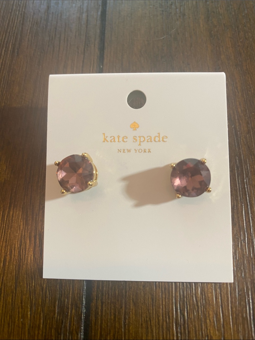 kate spade Gold-Tone Stud Earrings with Mauve Faceted Stones